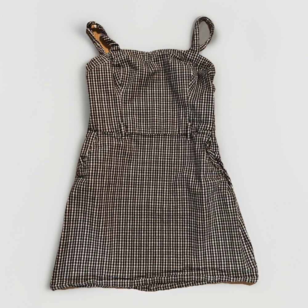Hollister Women’s Black White Gingham Mini Dress Size M 16x23 Cotton Blend